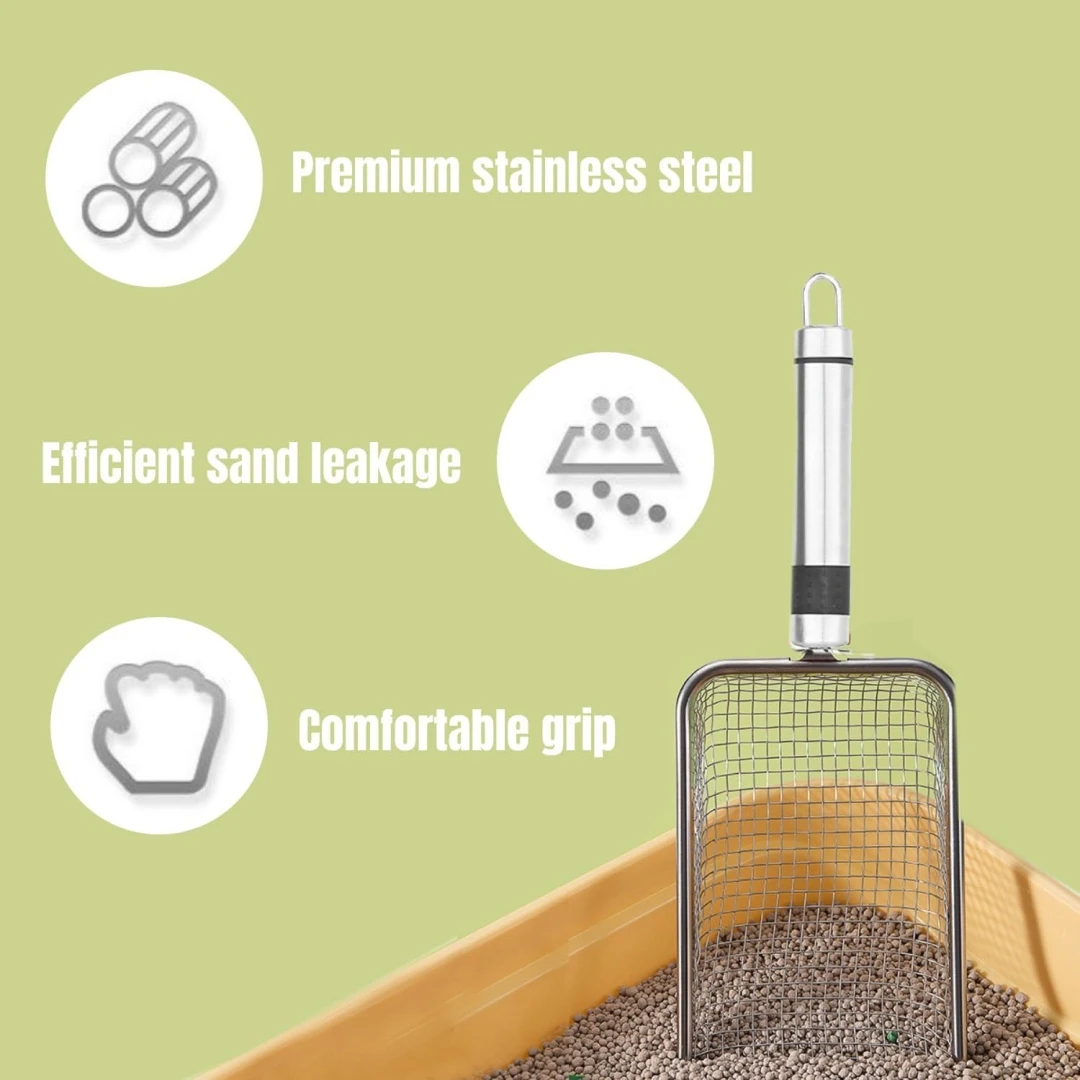 1Pcs Pet Cleaning Tool Metal Aluminum Alloy Cat Litter Scoop Stainless Steel Durable Handle Pet Poop Shovel