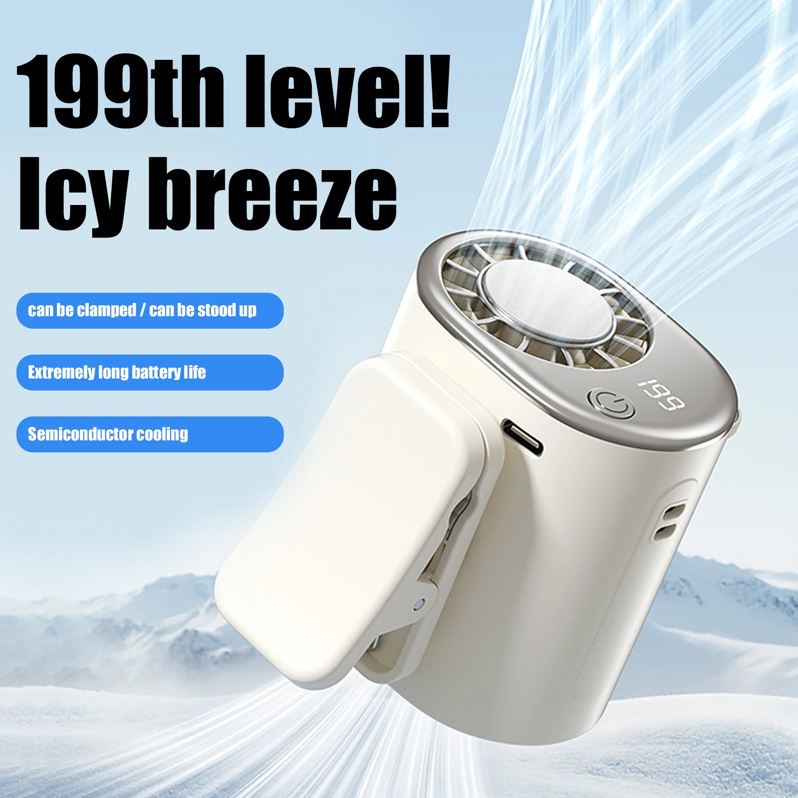

USB Car Clip Cooler Fan with LED Display Car Clamp Cooler Rotatable Fan 360° Rotation for Infant Kids Dogs Summer Road Trips