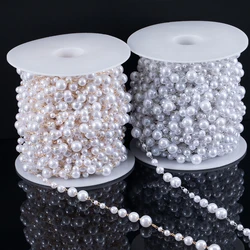 50CM 1M Plastic Imitation Pearl Ball Beaded Chain 3-8mm Multisize Beads Copper Chains Necklace Earring Cloth DIY Jewelry Making