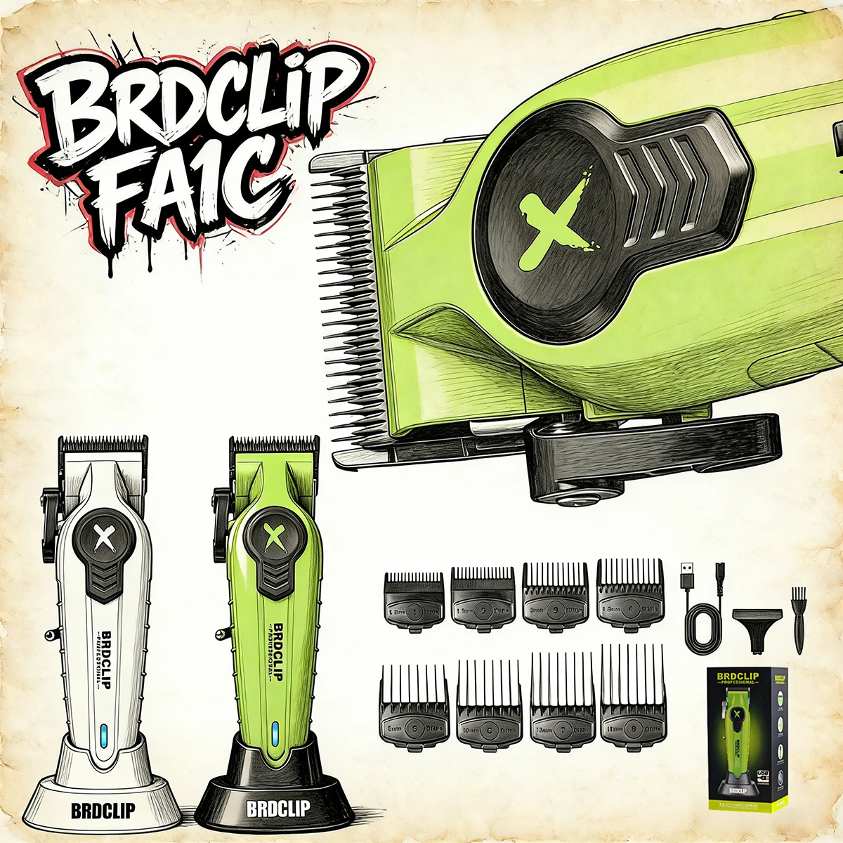 

Профессиональная электрическая машинка для стрижки волос BRDCLIP BRD-619, 7500 об/мин, с ЖК-дисплеем, для парикмахерских и барбершопов