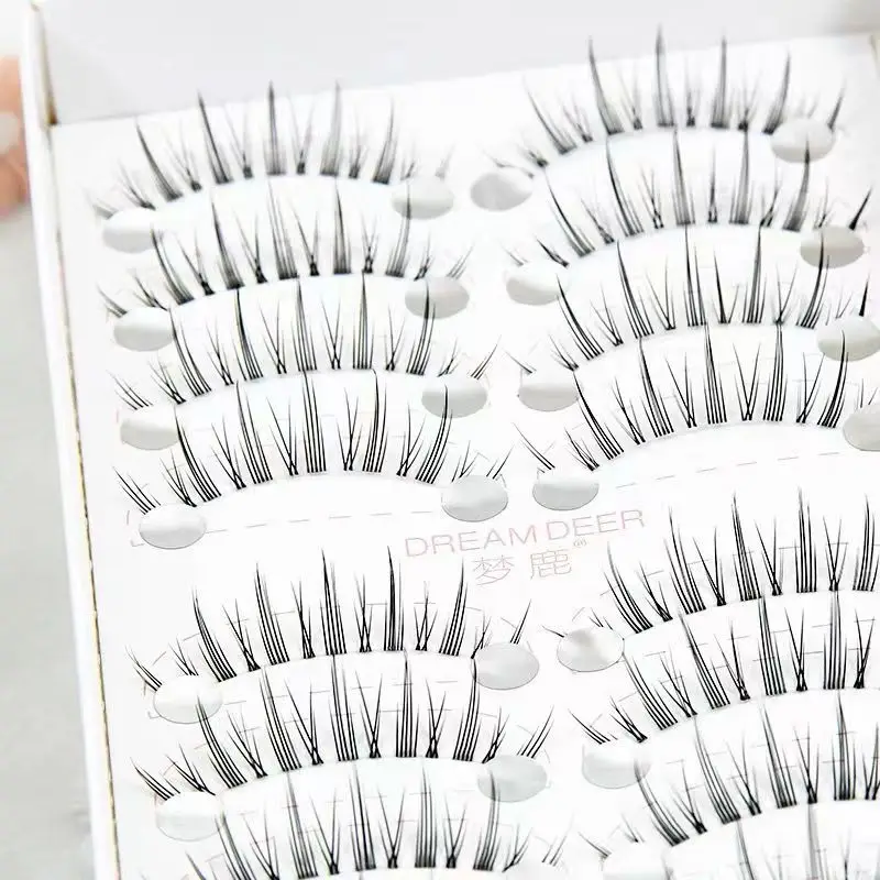 10 Pairs of Little Devil Manga  False Eyelashes Thin Transparent Stems Soft Natural A-type Fairy Eyelashes Makeup Cute