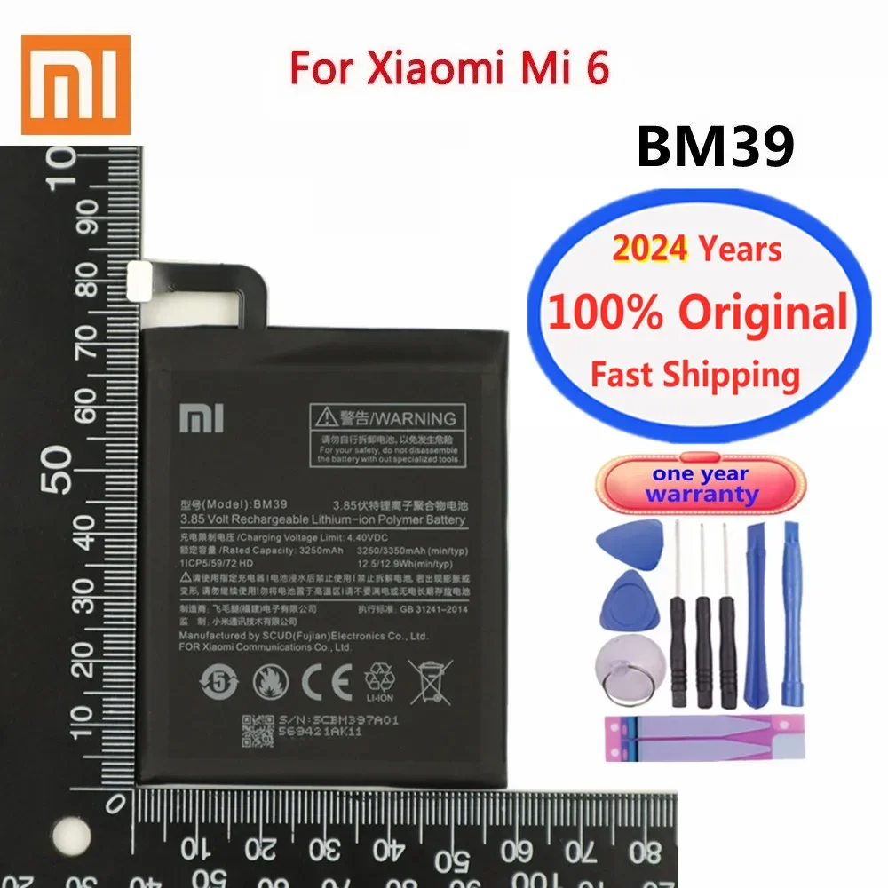 

2024 Years New Xiao mi Original Battery For Xiaomi 6 Mi 6 Mi6 3250mAh BM39 High Quality Phone Battery Bateria Fast Shipping
