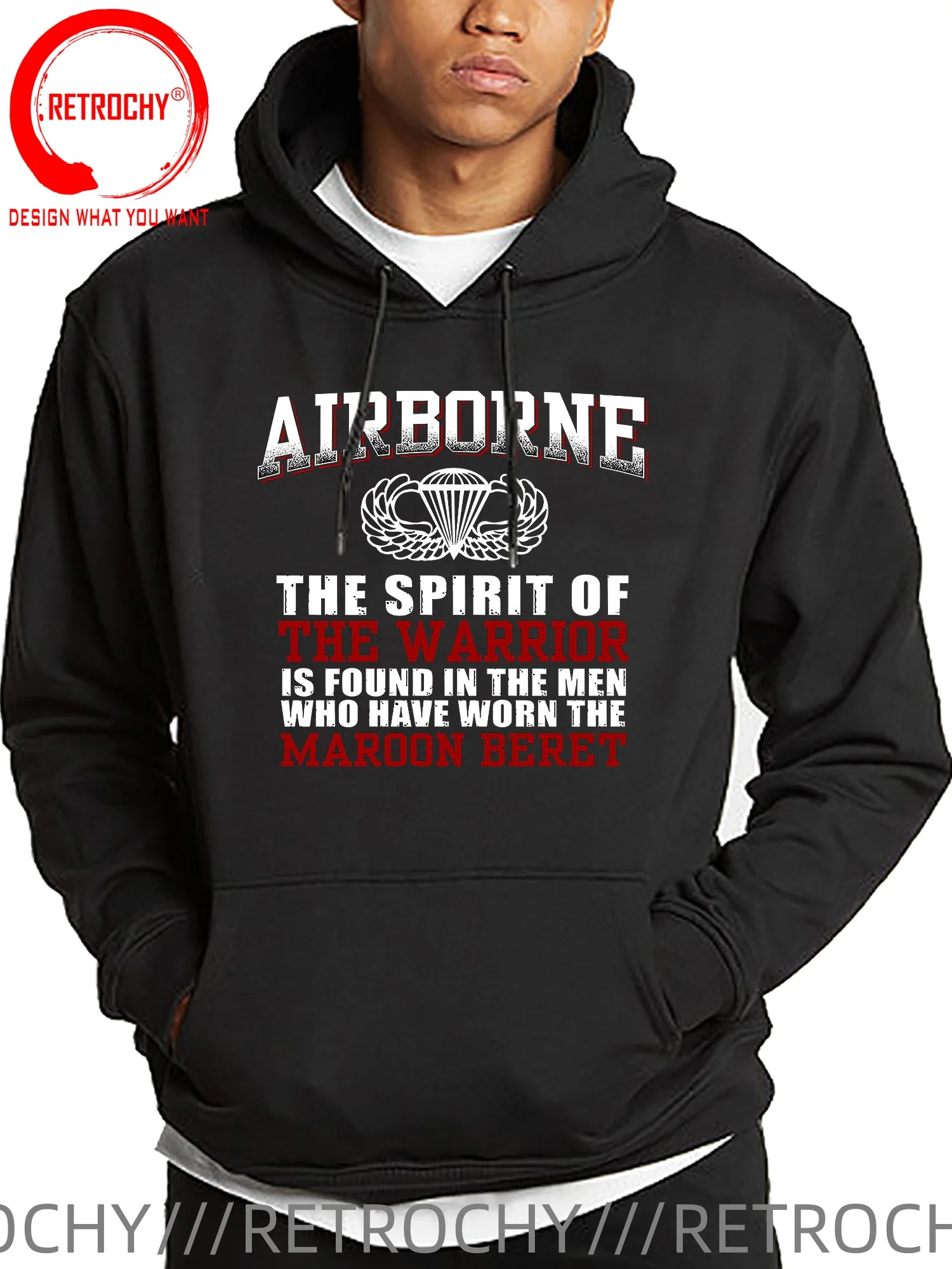 US Airborne Veteran Hoodie Sweatshirt Hooded Men USA Military Army Front Print Hoodies Sweatshirts Unique Gift Hoody New Clothes