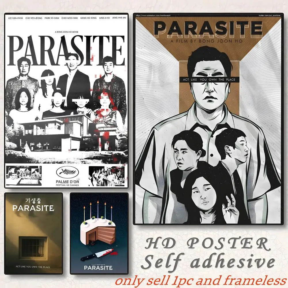 Dark comedy thriller Movie P-Parasite Poster Home Living Bed Room Bar Hallway Sticky Wall Art Printing Aesthetic Decor
