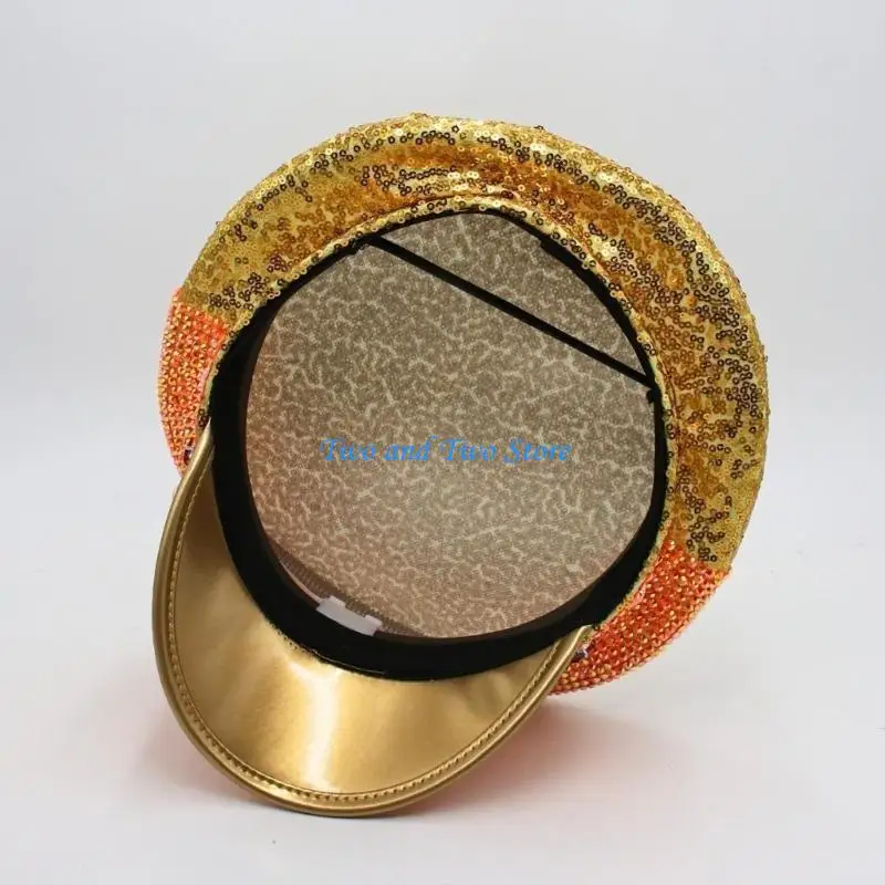 قبعة الكابتن HX6F اللامعة بأحجار الراين اللامعة من الكريستال للمهرجانات الموسيقية #3