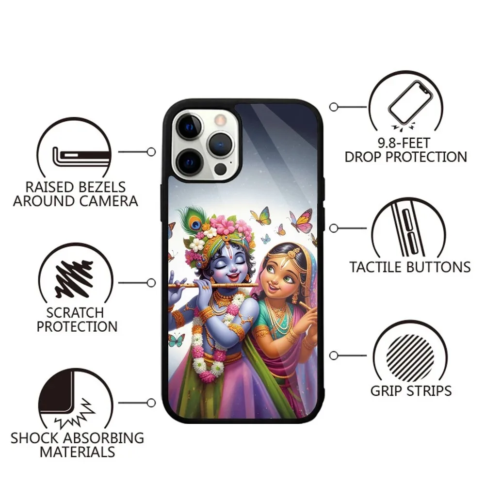 Indian God Lord Krishna Phone Case For iPhone 16,15,14,13,12,11,Plus,Pro,Max,Mini Magsafe Magnetic Wireless Charging