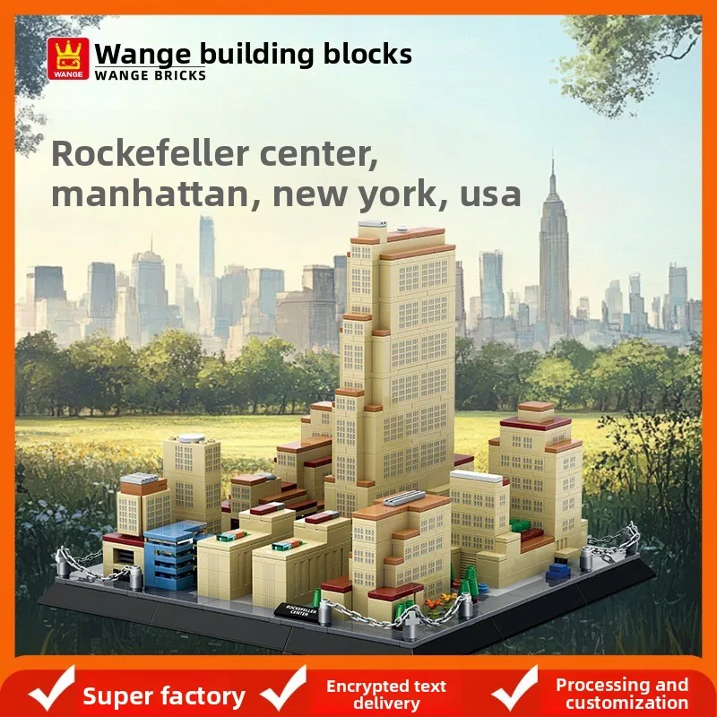 

Набор мини-блоков «Рокфеллер-центр, Нью-Йорк» в стиле ар-деко, совместимый с конструкторами, декор для стола, подарок для детей 6-12 лет и любителей архитектуры