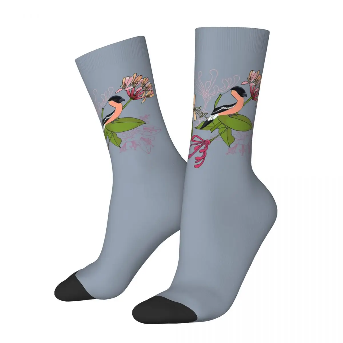 

Bullfinch Honey Featuring Bull Finch And Honeysuckle Socks Harajuku Stockings All Season Long Socks for Man's Woman's Gifts