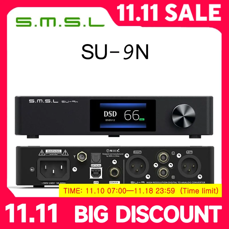 SMSL SU-9n ES9038PRO DAC Digital Audio Bluetooth 5.0 DSD512 PCM768kHz/32Bit with Remote Control SU9n Hi-Res Decoder Original