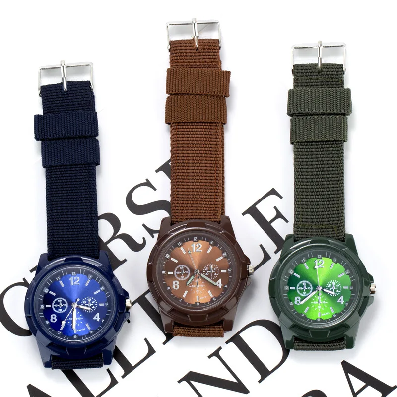 YIKAZE 2024 밀리터리 쿼츠 손목 시계, 야외 스포츠, 캐주얼 패션 하이 퀄리티, 원단 스트랩, 학생용 시계