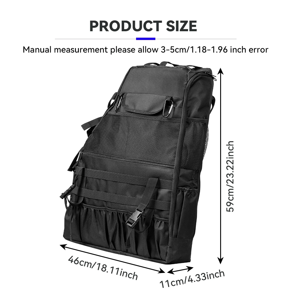 For Wrangler JK Rubicon 4-Door 2007-2019 JL JK JKU Roll Bar Storage Bag Cage Multi-Pockets Organizers Cargo Bag Saddlebag