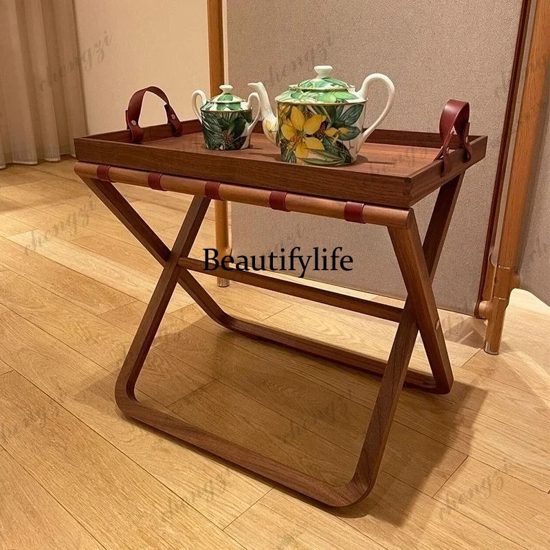 45 Nordic designer solid wood folding side table, modern simple, light luxury, high-end home coffee table side tabl