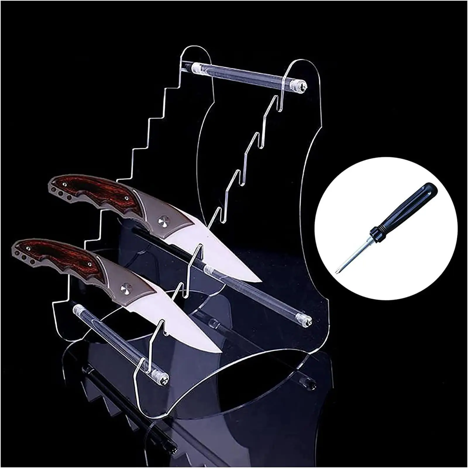 

Clear Acrylic Knife Rack 8 Layer Stand Holder Organizer for Knives Showcase Storage Accessories