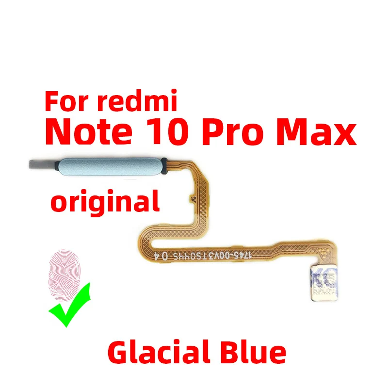 Original For Xiaomi redmi Note 10 pro max Fingerprint Sensor Home Return Key Menu Power Button Flex Ribbon Cable