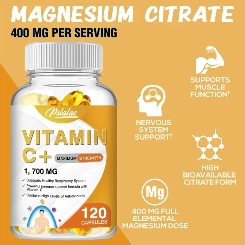 Vitamin C 1700 mg with Vitamin D3, Zinc, Elderberry, Ginger Root - Maximum Strength Support Non-GMO