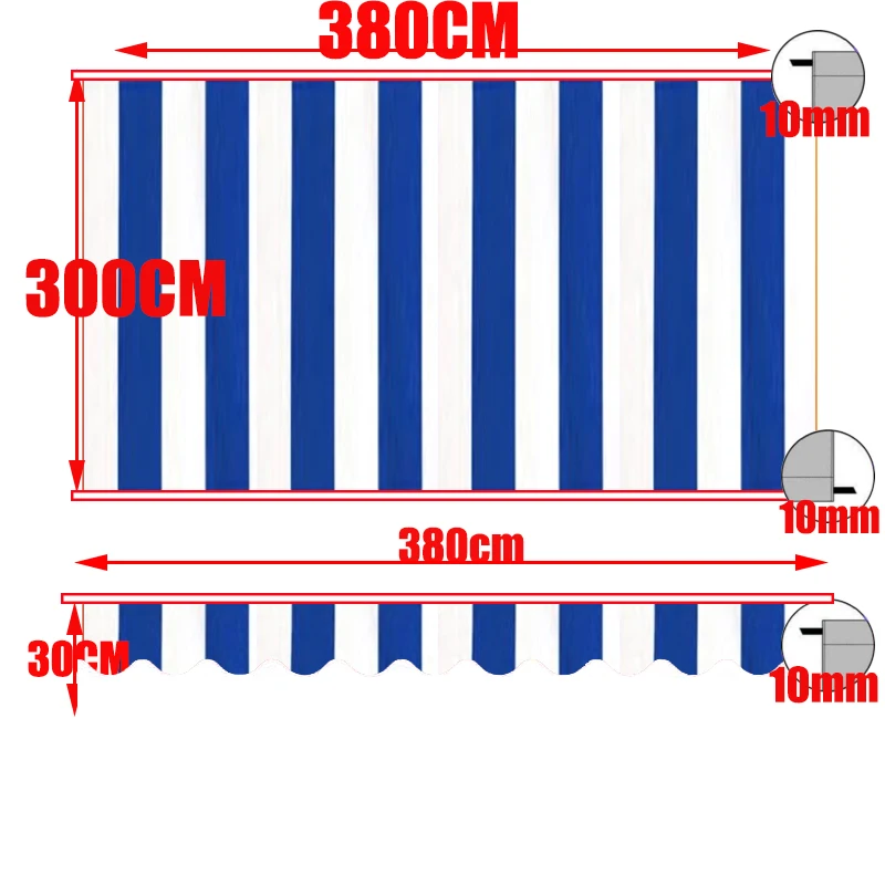 NONE Burgunder weiße Streifen Markise Ersatz Stoff Toldo Tewango Baldachin Pavillon Garten Sonnenschutz Schutz 300gsm Shop Banner 3
