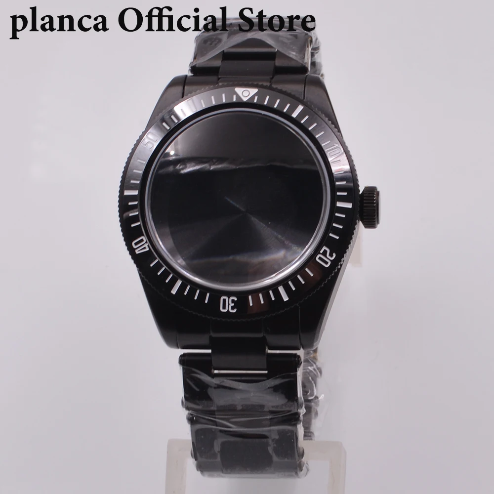 

39mm black Sapphire glass Stainless steel Watch Case Fit NH34 NH35 NH36 PT500 ETA2824 Movement