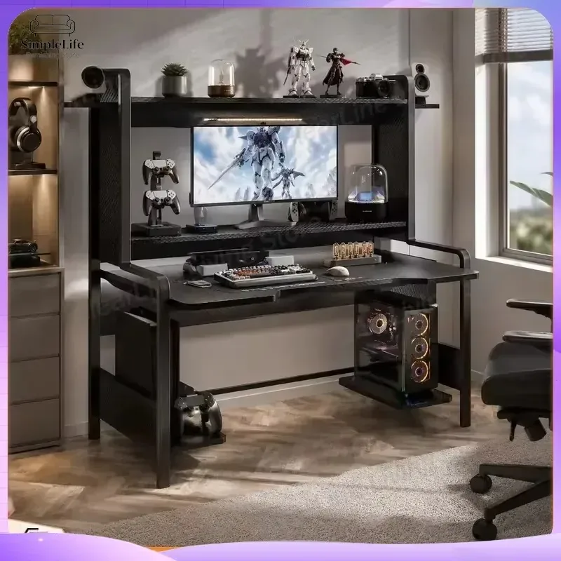 Compact Computer Desk with Bookshelf for Bedroom Small Office Workstation Gaming Desk Home Study Table Adjustable Height Desk
