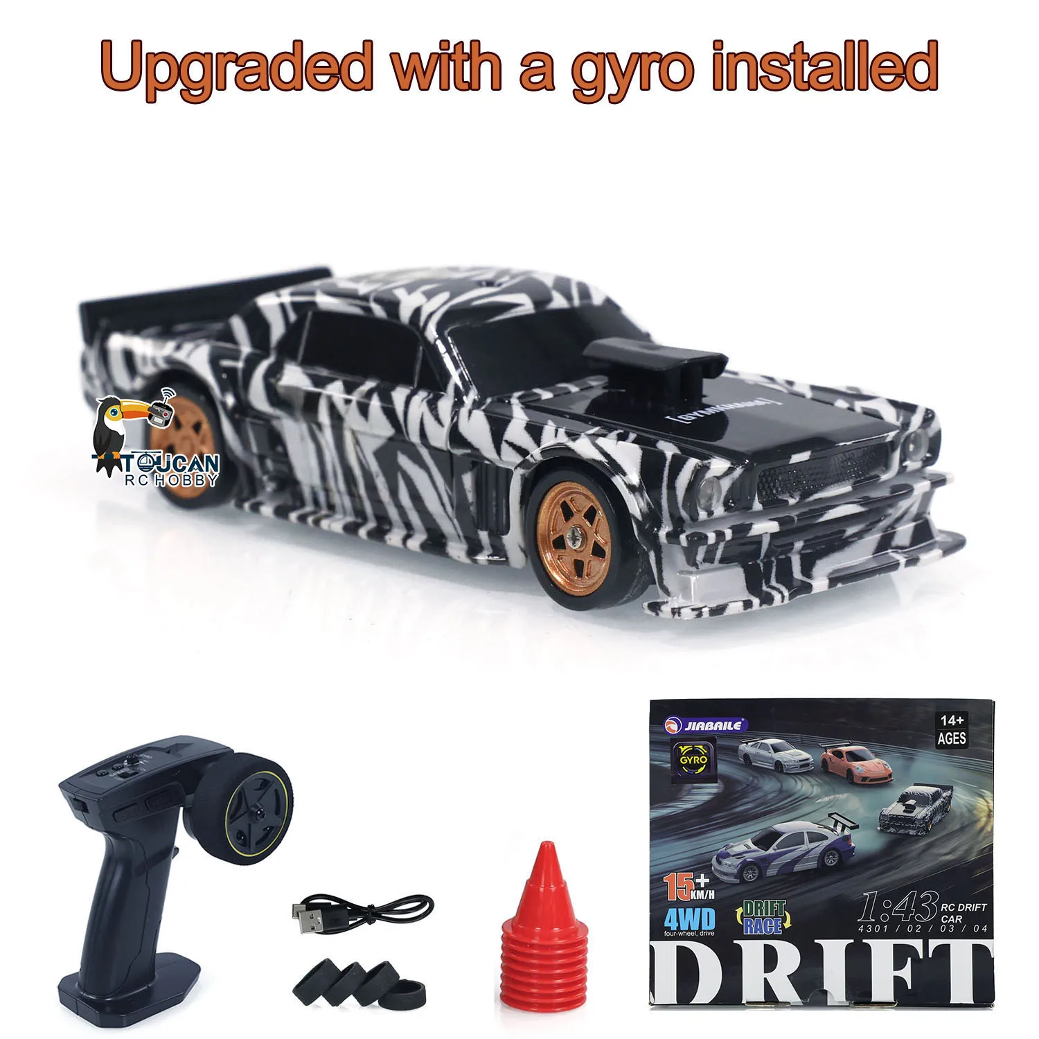 Geschenken 1/43 RC Drift Auto met Gyro Verbeterde Ver 2.4G Afstandsbediening Mini Drift Raceauto 4WD Radiobesturing RC Speelgoed Verkeerskegels