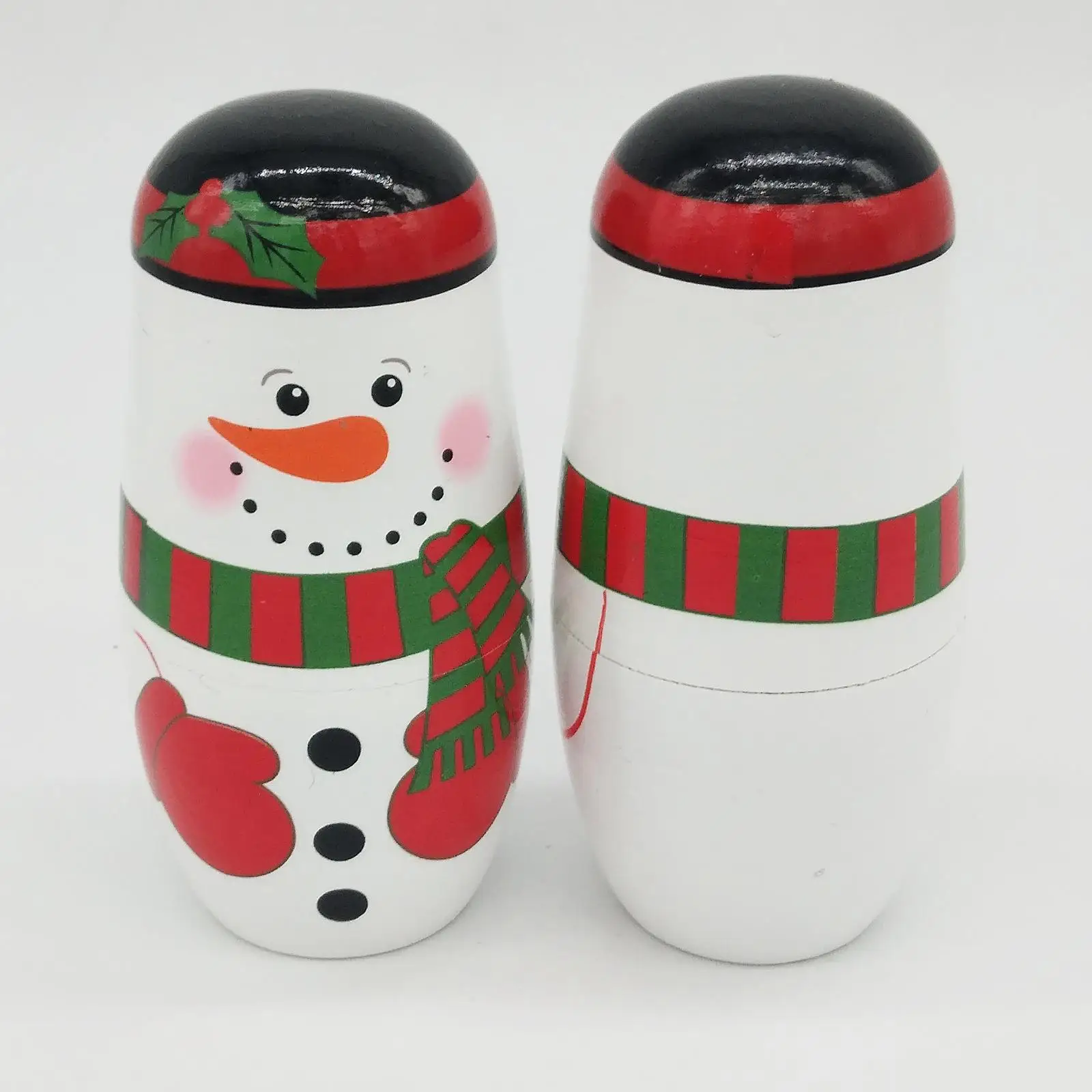 Christmas Snowman Matryoshka Dolls Wooden Nesting Cup Toys for Toddlers Kids Handmade Paintable Craft Decor