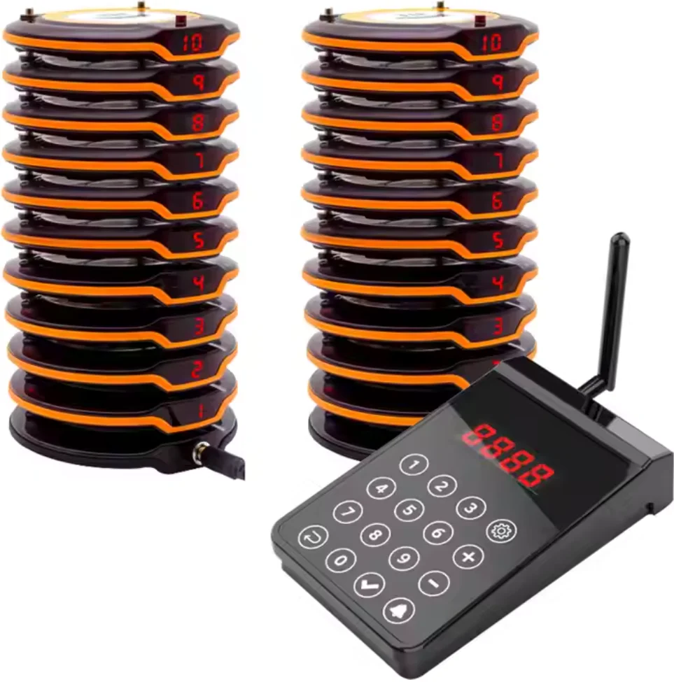 

Fast Food Wireless Caller Order Restaurant Waterproof Vibrate Beeper Guest Queue Coaster Paging System for Customers