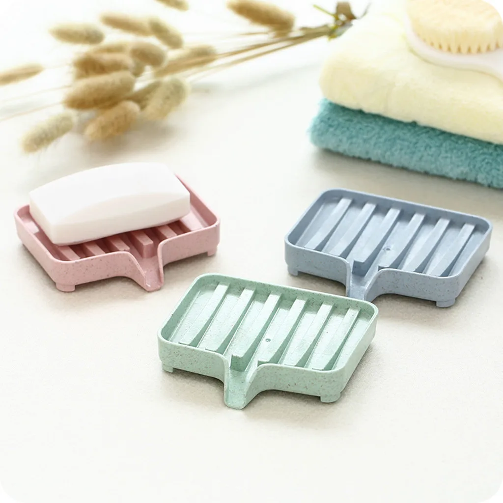 Wheat Straw Draining Soap Box Bathroom Soap Holder Self Draining Soap Tray Bathroom Storage Organizers Drainable Stand Container