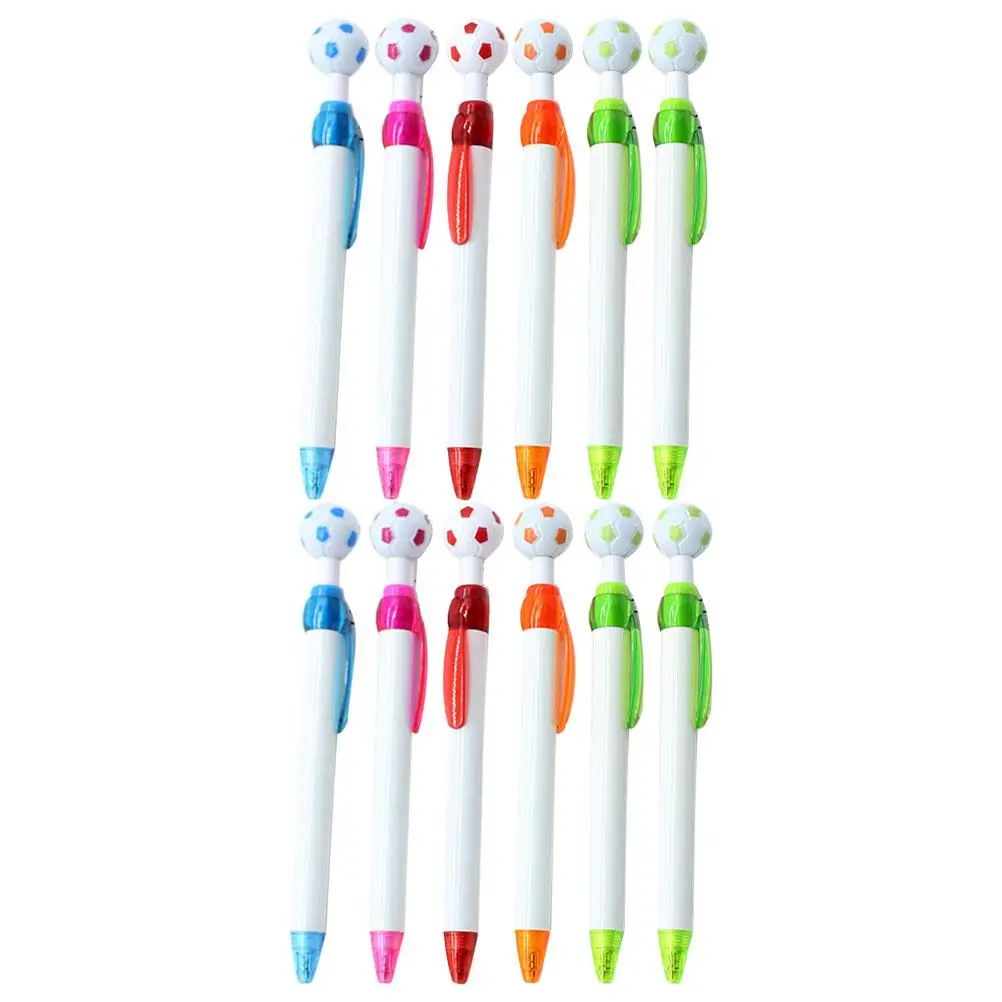 12pçs caneta esferográfica de futebol criativa, material abs, resistente, recarga substituível, novidade, caneta de futebol para atletas, fãs engraçados