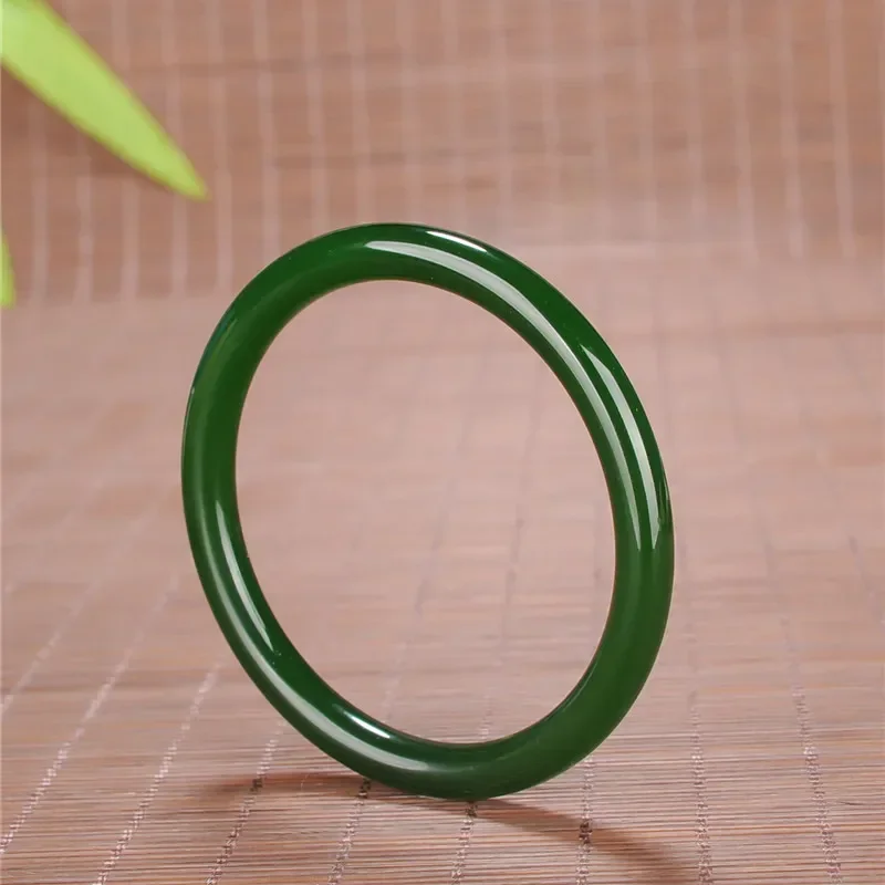 Green Jade Round Bracelet 52-66mm Chinese Charm Jewellery Fashion Accessories Hand-Carved Man Woman Luck Amulet Gifts