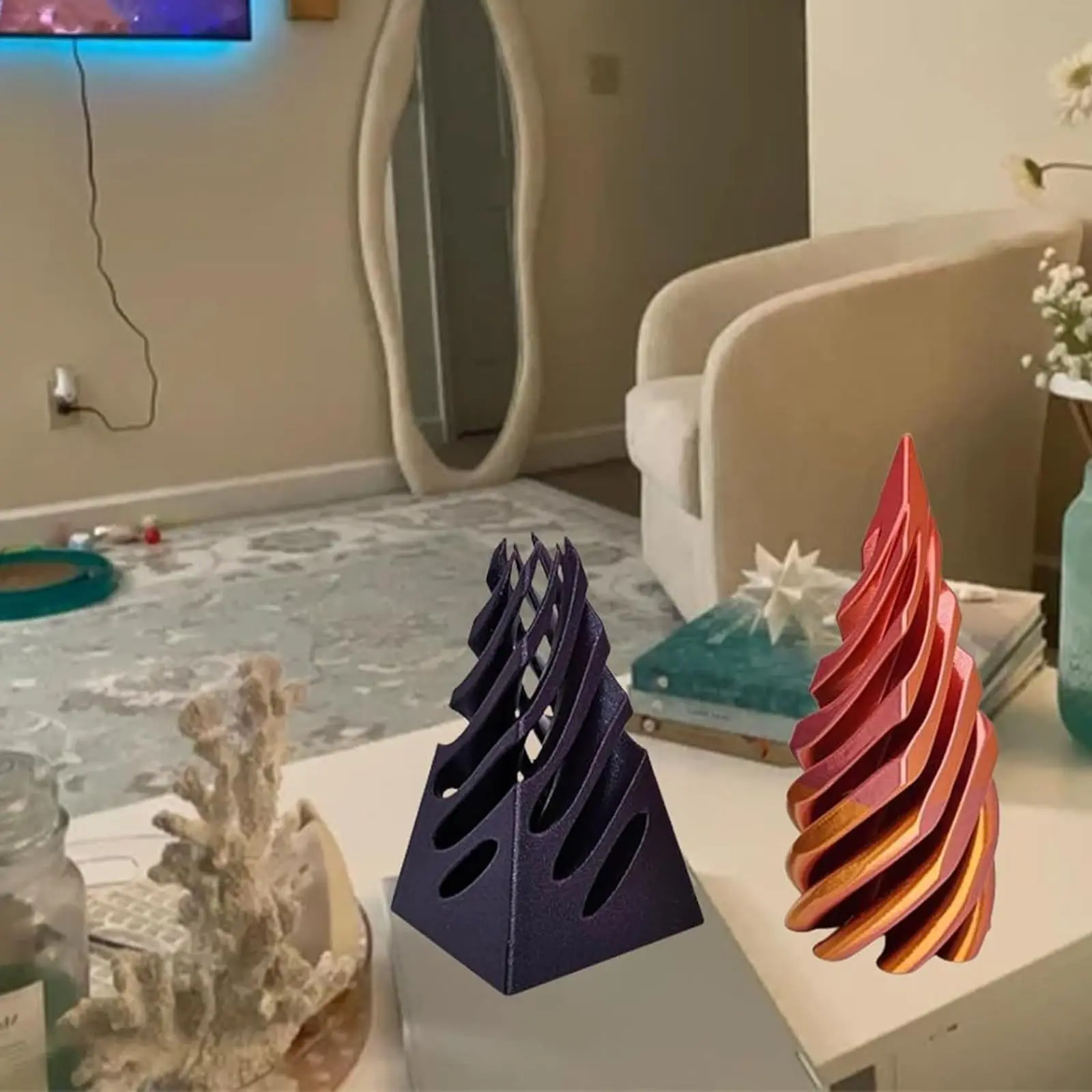 

3D Printed Spiral Cone Toy Impossible Pyramid Passthrough Sculpture Pass Through Pyramid Fidget Toy Mini Vortex Thread Illusion