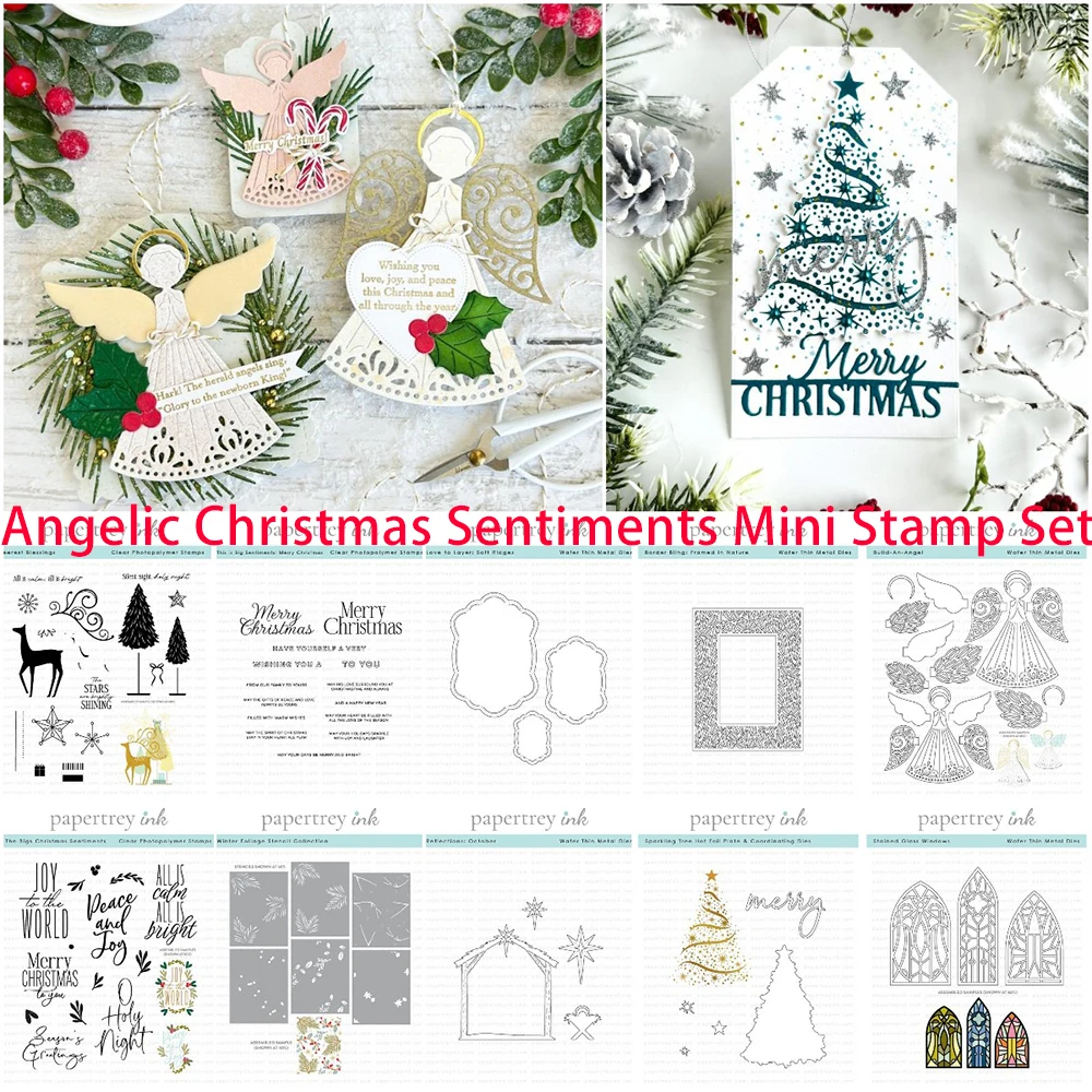 New Reflections: October Mini Stamp Merry Christmas Angelic Sentiments Mini Stamps DIY Scrapbooking Greeting Card Holiday Gift