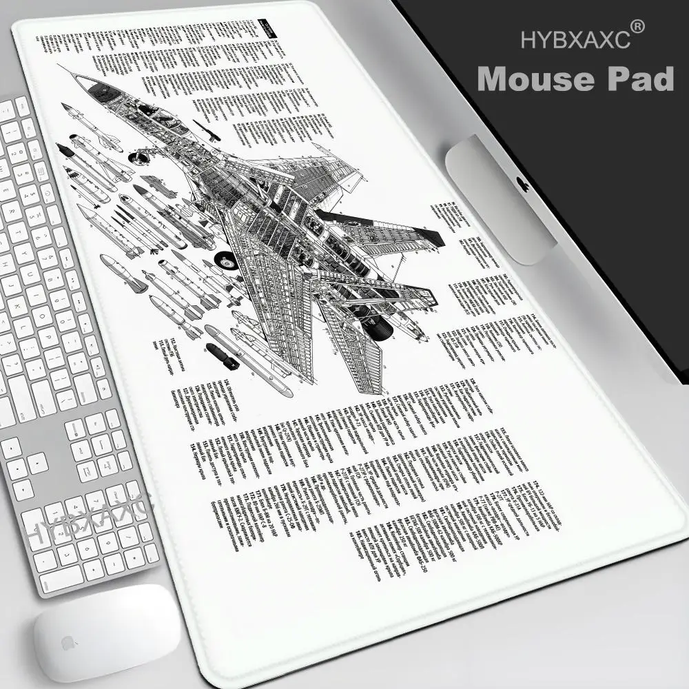 Airplane Drawing Black And White Gaming Mouse Pad HD Print Mouse Pad Office HYBXAXC Rubber Laptop Overlock Keyboard Desk Mat