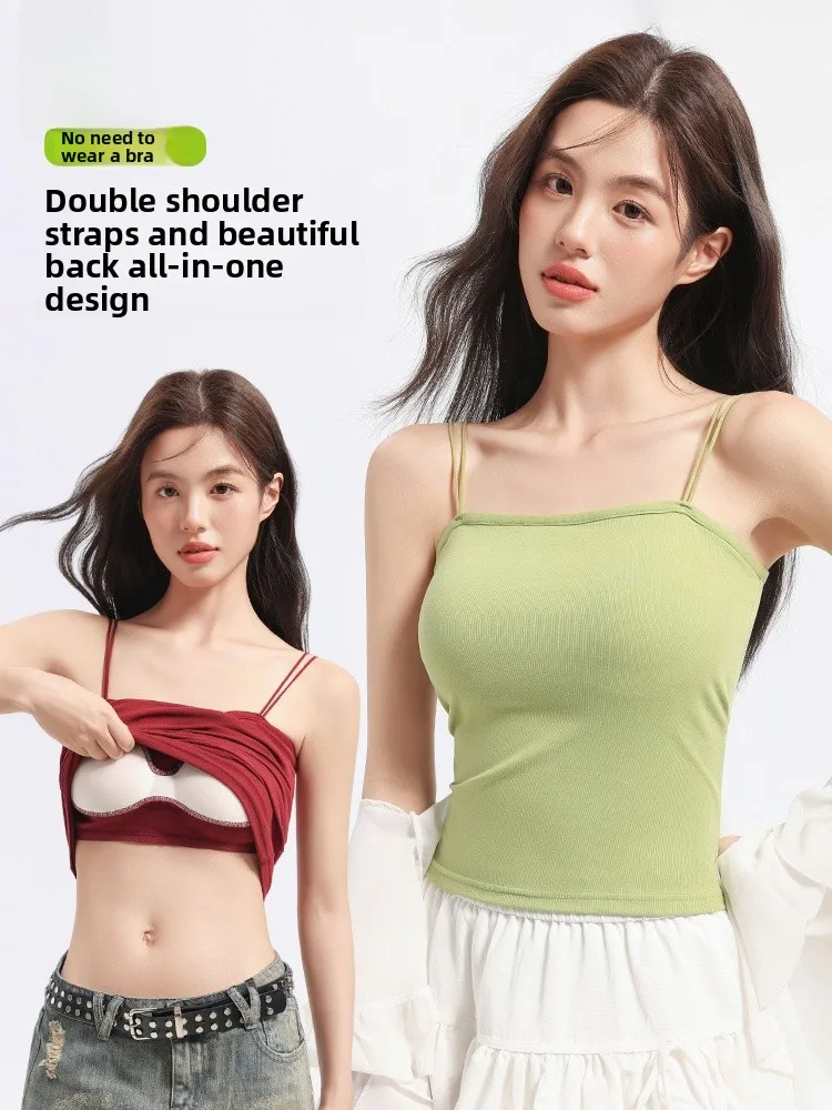 

Женский жилет с двойными бретелями, не давящий на тело, модный, универсальный, можно носить как верхнюю одежду, стильный дизайн, для сочетания с внутренними вещами.