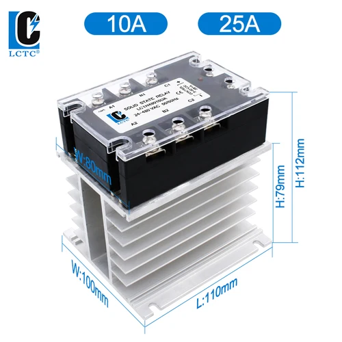 Imagen 2 del producto Relé de estado sólido trifásico LCTC con controlador de potencia SSR de radiador CC a CA CA a CA 3-32VDC 10A 25A 40A 60A 80A 100A