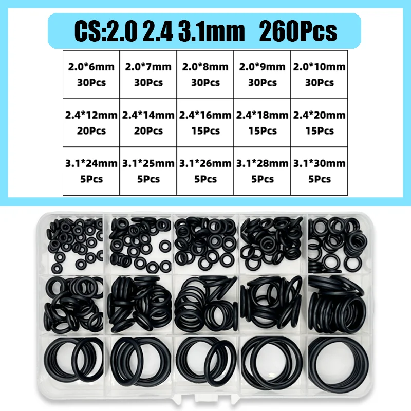 1400-100 Stück O-Ring Gummidichtungen Dichtungsring Set Nitrilkautschuk Hochdruck O-Ringe NBR Dichtung Gummiband O Gummiringe Set – Detail 12