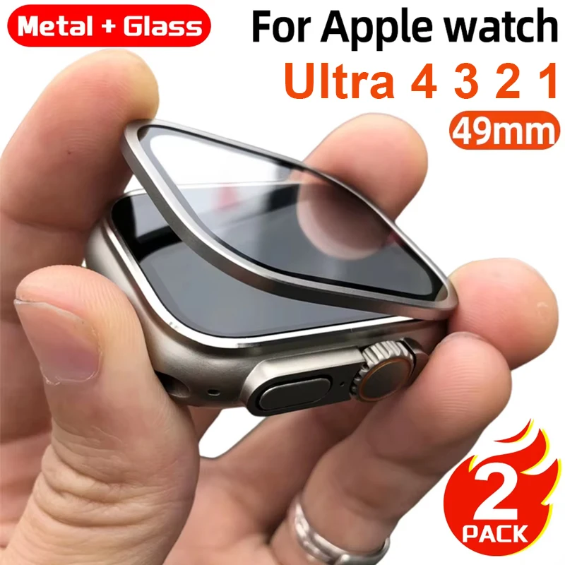Tempered Glass For Apple Watch Ultra 4 3 2 1 49mm Screen Protector Anti-Scratch HD Metal Bumper Full Film for IWatch Ultra 49mm
