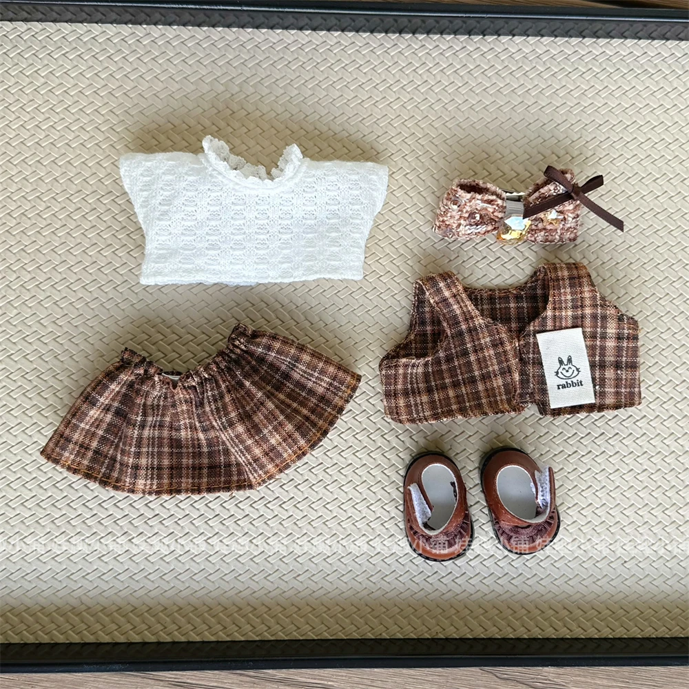 15cm 17cm Coffee Colored Checkered Suit For Children Blind Box Pendant For Changing Clothes And Skirts Gift Toy