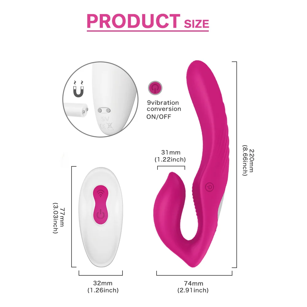 9 Speeds Strap-on Double Heads Dildo Vibrators for Women Couple Exotic Accessories Vagina Prostate Massager Adult Sex Toys