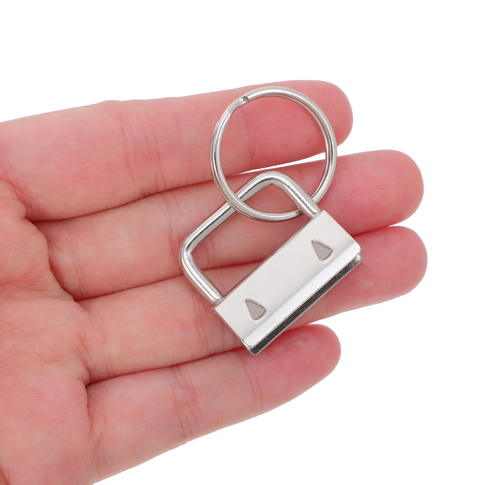 50Pcs Key Fob Hardware Silver Nickel Plated Metal Strap End Clamp Webbing Clip Key Ring for Wristlet Lanyard Crafting Sewing Bag