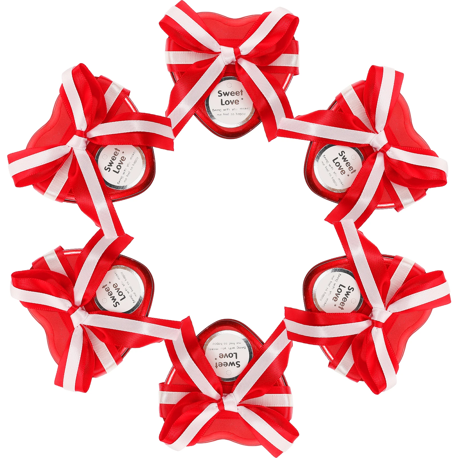 

6 Pcs Tinplate Box Heart Shaped Container Chinese Candy Boxes Wedding Elegant Party Favors Treat Containers