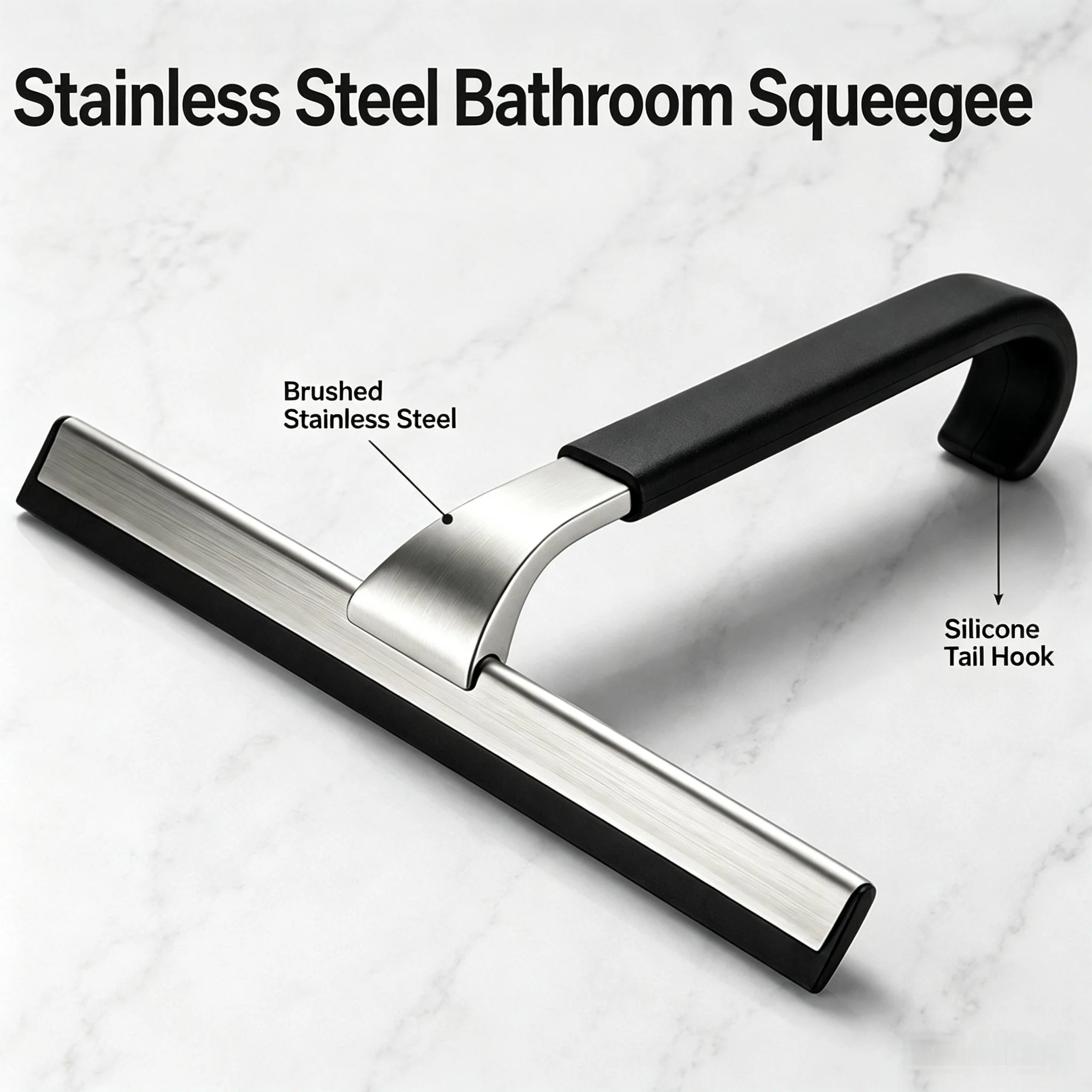 10 Inch All-Purpose Shower Squeegee for Glass Doors, Windows,Bathroom Mirrors,Floors,Stainless Steel Cleaning Squeegee with hook