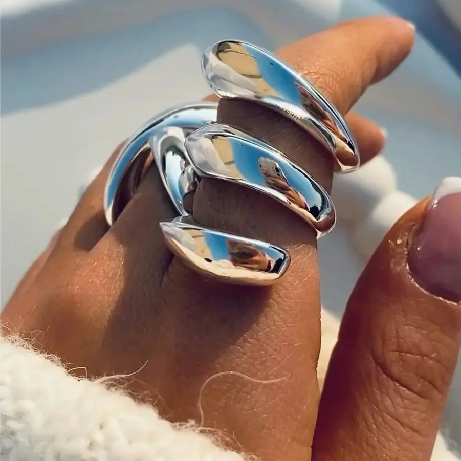 Uworld hyperbole Stainless Steel Three-layer Fine Ring 18K PVD Plated Women Summer Finger Daily Jewelry Accessories New