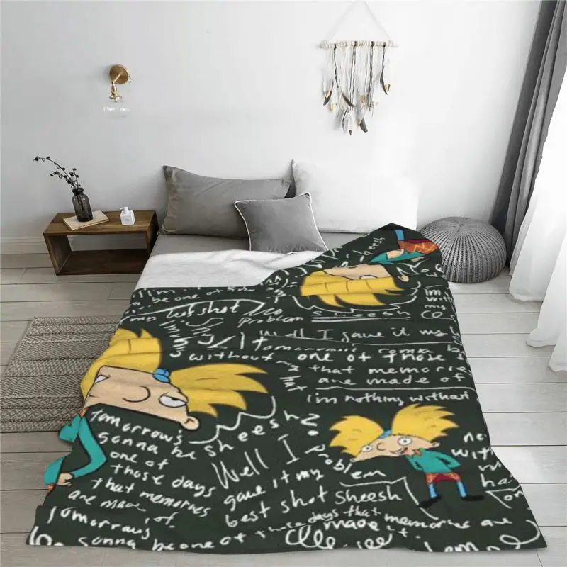 Custom Hey Arnold Anime Animation Blanket Soft Fleece Autumn Warm Flannel Helga Pataki Throw Blankets for Sofa Office Bed Quilt