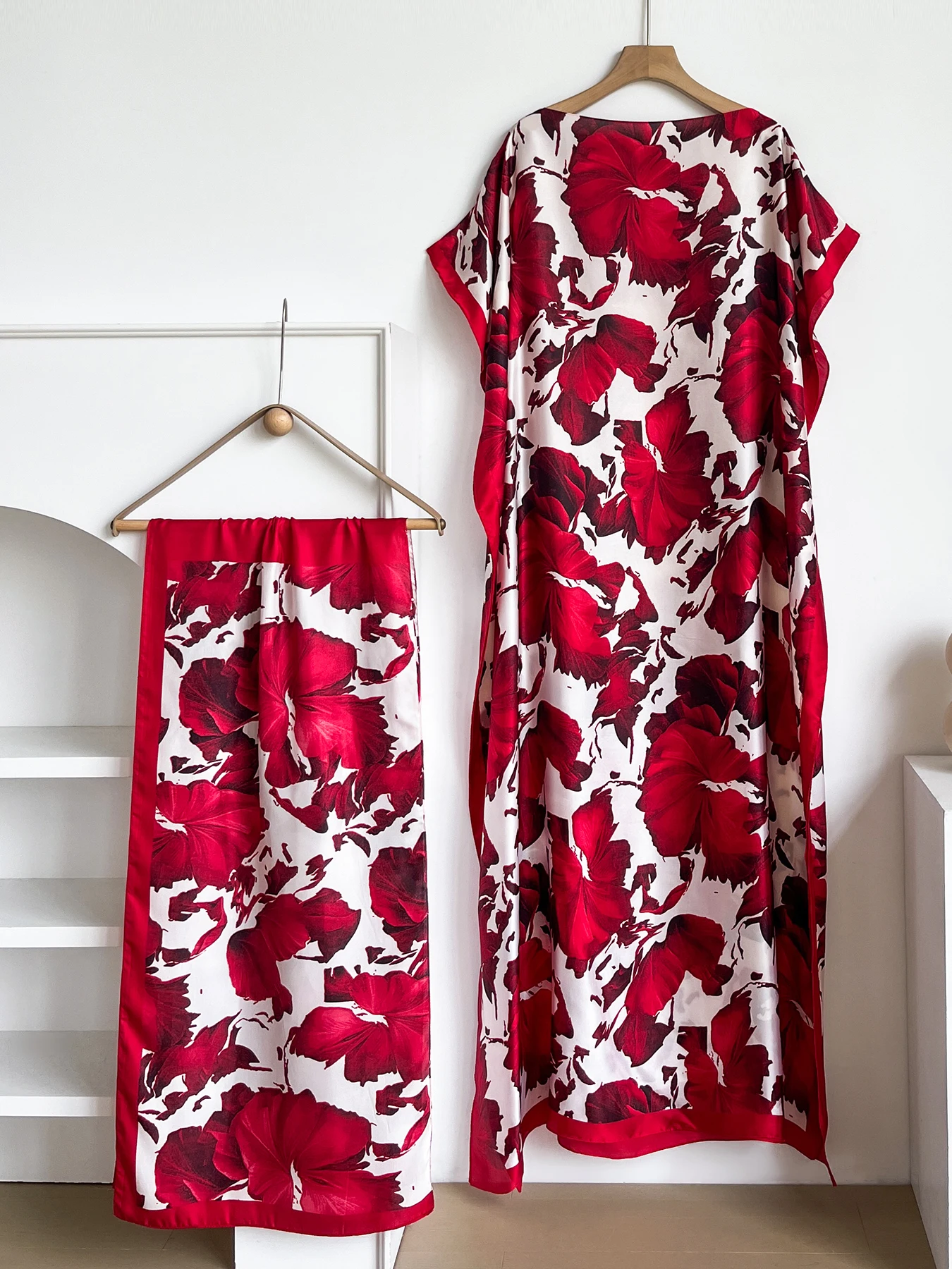 Summer Short Sleeve Cotton Abaya Dress for Women 2026 New Dubai Style Maxi Islam African Dress with Big Scarf for Ladies
