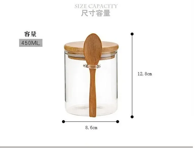 Ensemble de Bocaux de Stockage en Verre avec Couvercle en Bois, Récipient à Épices, citrouille, Base de Céréales, pour Sel, Bonbons, Biscuits, Thé, Café, Grains, 1 à 3 Pièces