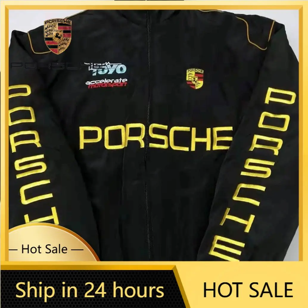 車のステッカーポルシェ用ポルシェエンブレム-f1-チームレーシングファン刺繍ジャケット男性と女性の長袖ライディングウィンドブレア