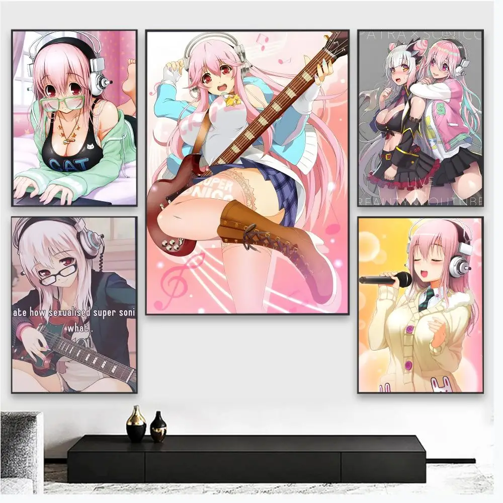 Super S-sonico Game Fashion Poster Wall Art Poster Pictures, Aesthetic Home Decor For Living Room Bedroom Office