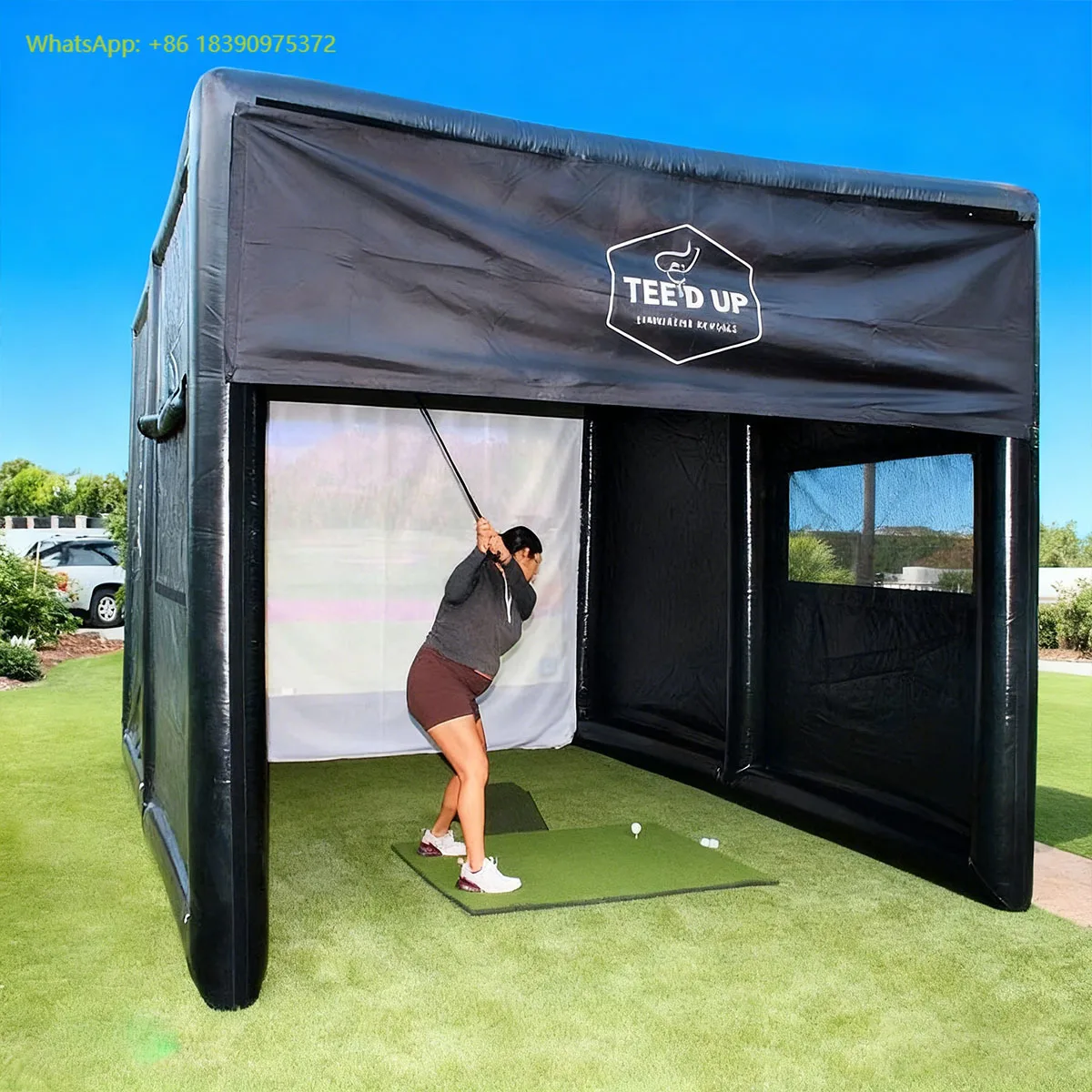 

Custom Portability Inflatable Golf Simulator Enclosure Tent Enclosed Space for Practicing Golf Indoors Sports Event