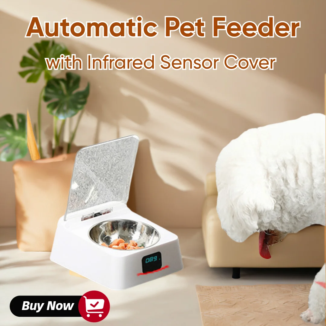 

Infrared Sensor Pet Feeder Multifunction Removable Bowl Intelligent Automatic Opening Lid Feeder Removable Bowl Battery Powered