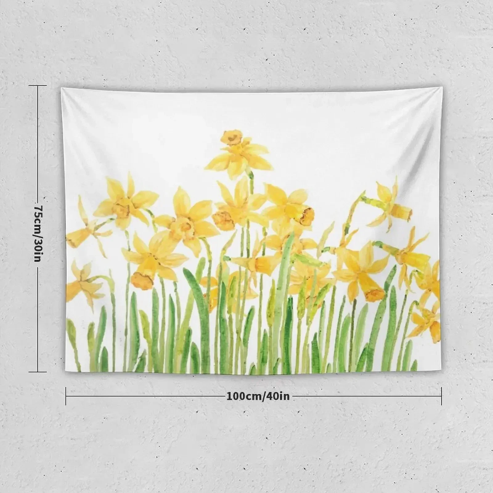 yellow daffodils field watercolor Tapestry Wall Decor Cute Decor Decoration Aesthetic Wall Art Tapestry