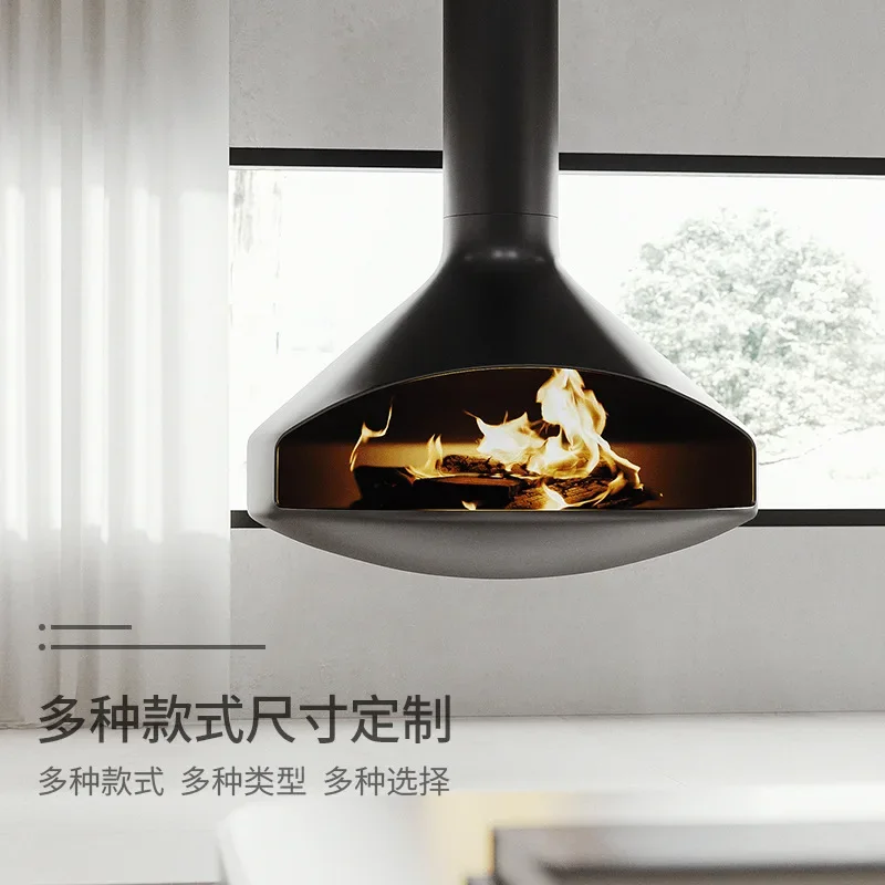 OEMWall-mounted fireplace, wood-burning 3d atomization, suspended art hanging heating stove core, home and household
